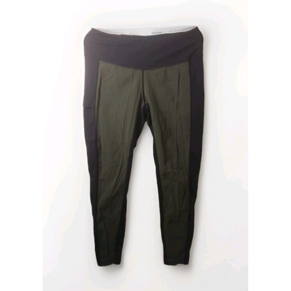 Kuhl Women's SZ L Leggings Softshell Panels Key Pocket Hiking Black Army Green